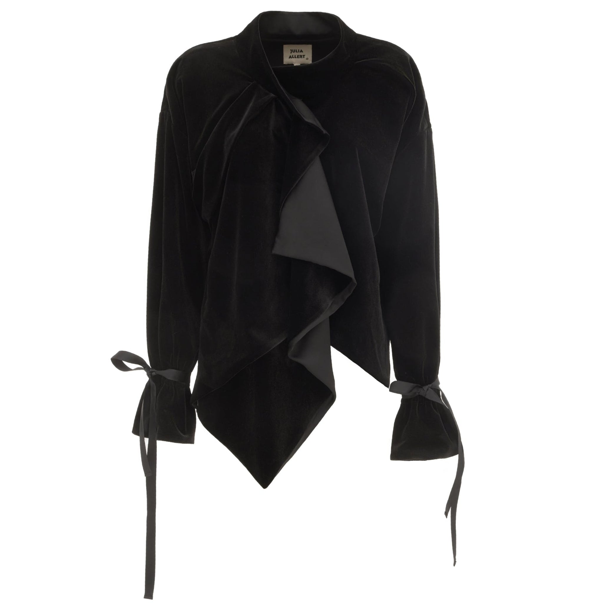 Evening Velvet Wrap Jacket With Silk Lining - Black