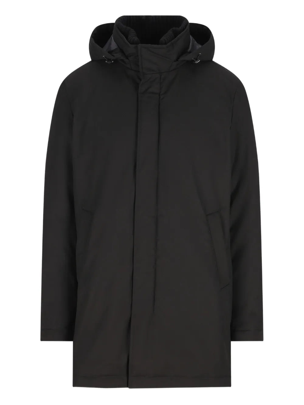 Herno Hooded Technical Coat — Black