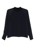 Peserico Ribbed High-Neck Shirt — Navy