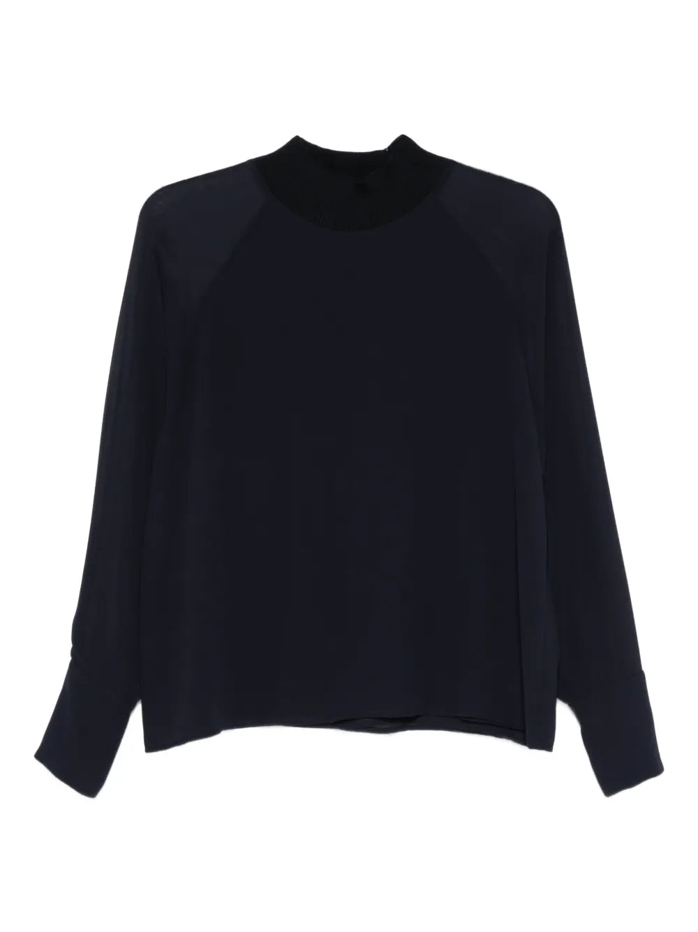 Peserico Ribbed High-Neck Shirt — Navy