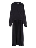 Peserico Panelled Midi Wrap Dress — Navy