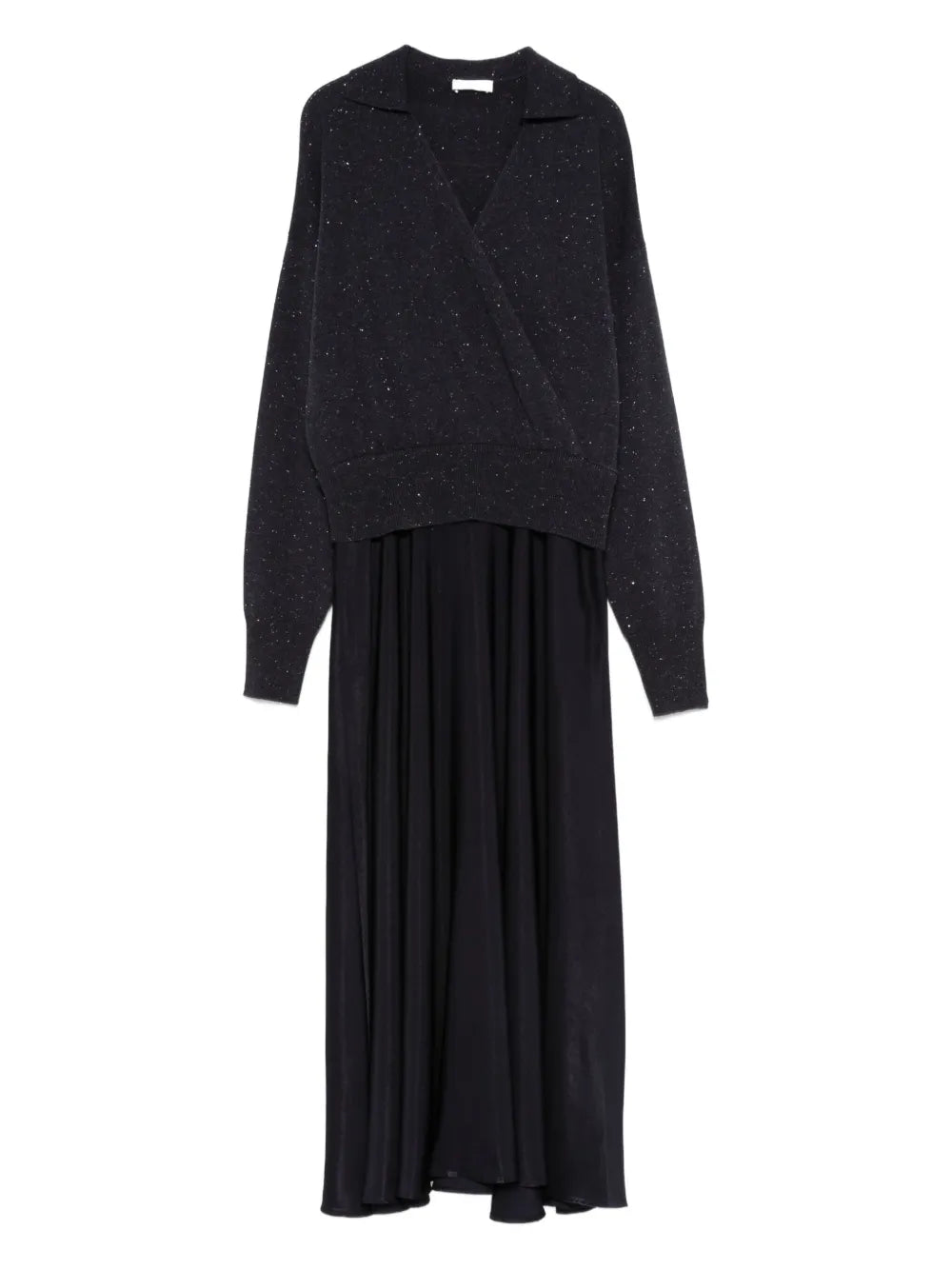 Peserico Panelled Midi Wrap Dress — Navy