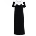 Straight Midi Shirt Dress With Adjustable Collar - Black