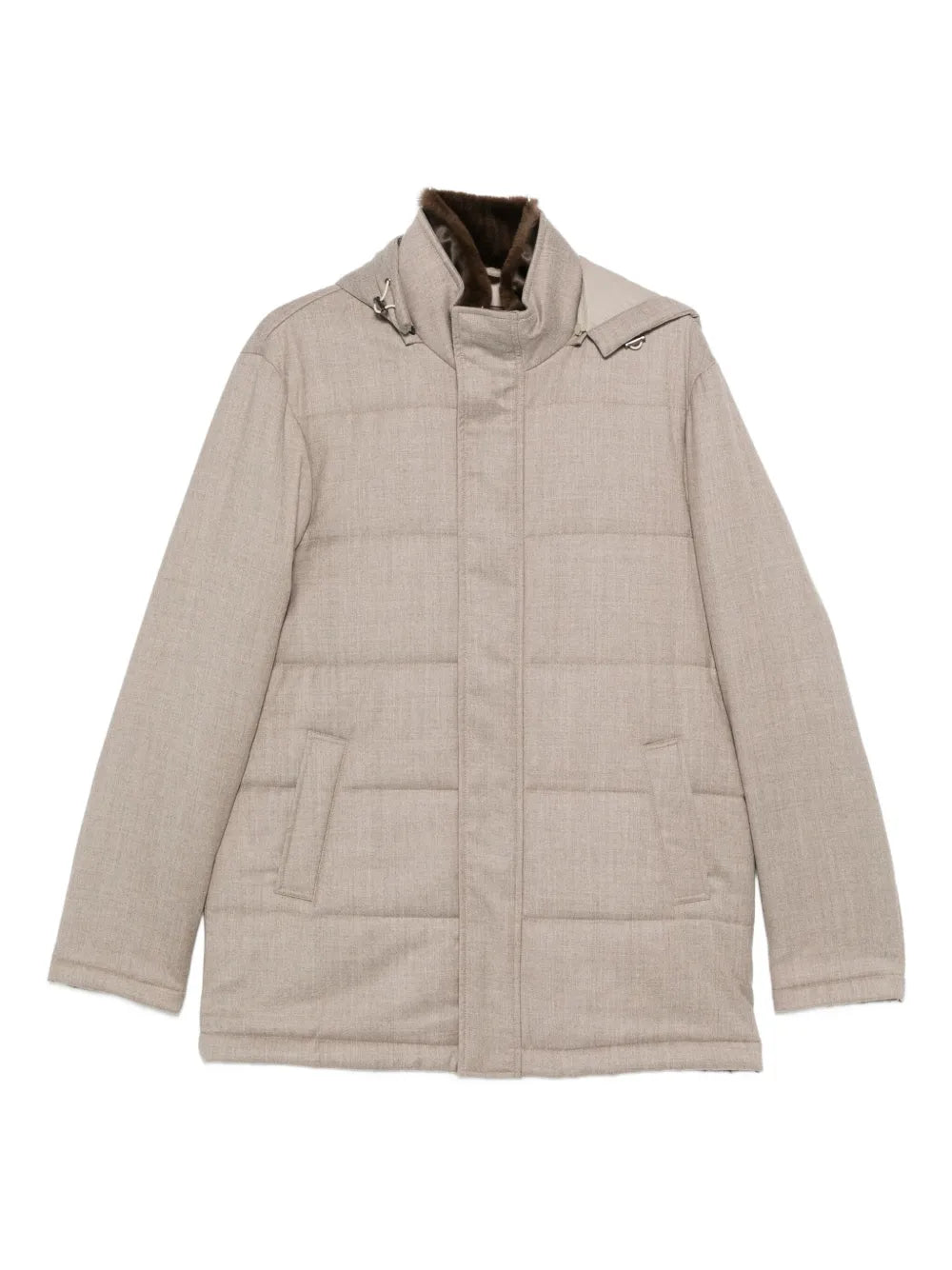 Doriani Padded Hooded Down Jacket — Beige