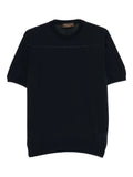Doriani Fine Knit T-Shirt — Navy