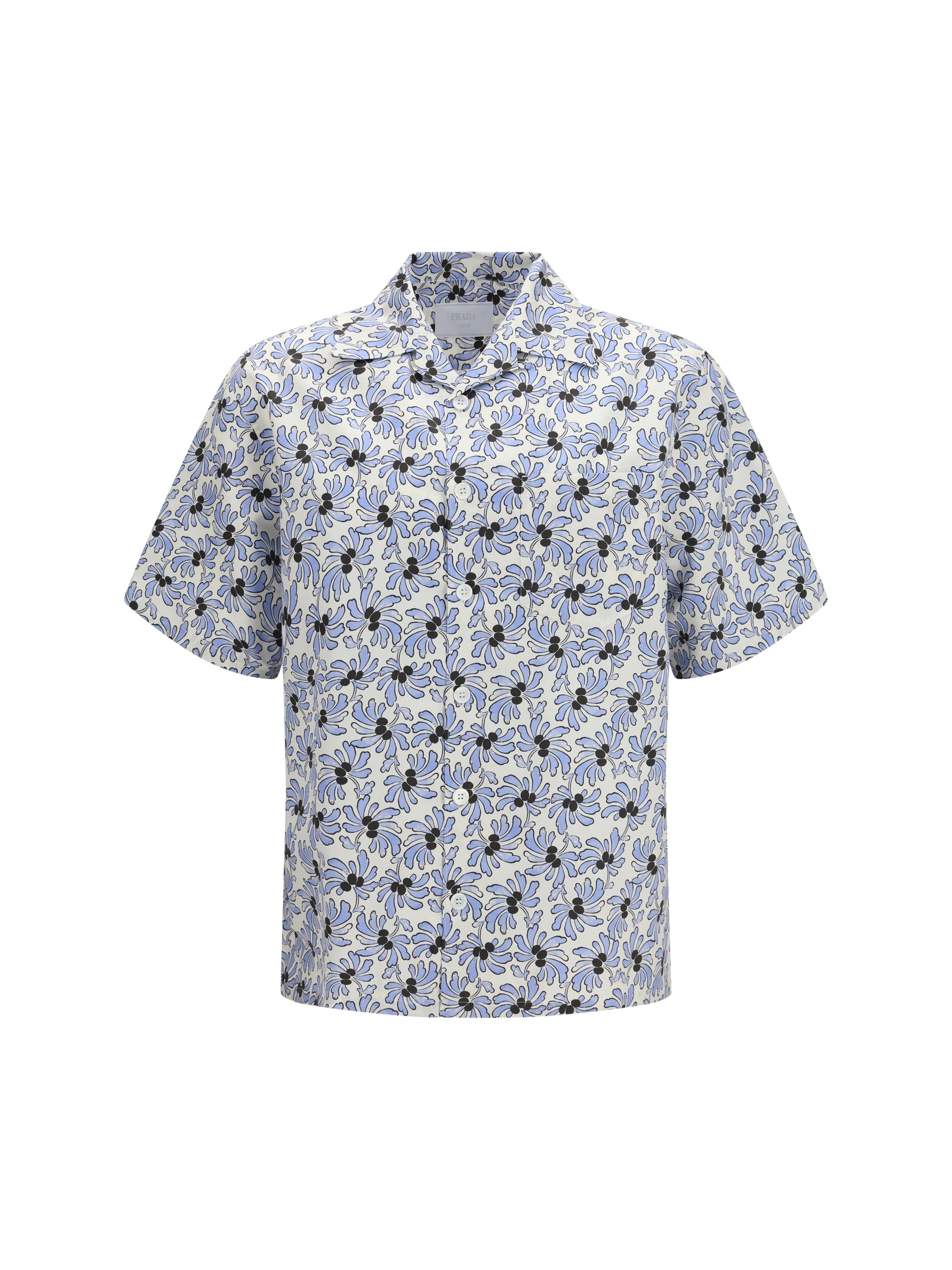 Prada Floral-Print Cotton-Silk Shirt — White