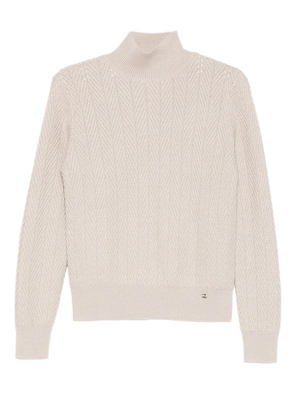 Herno Textured High-Neck Knit Sweater — light pink