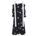 Off-Shoulder Midi Dress With Contrast Straps - Black Print Stars
