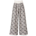 Elastic Waist Abstract Textured Wide Pants - Ivory