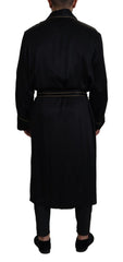 Men's Black Silk Robe Coat Wrap Jacket Clothing