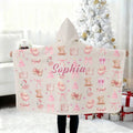 Manta con Capucha Personalizada Estilo Navideño Rosa Suave con Nombre Decoración del Hogar Regalo de Navidad para Niñas Amigas