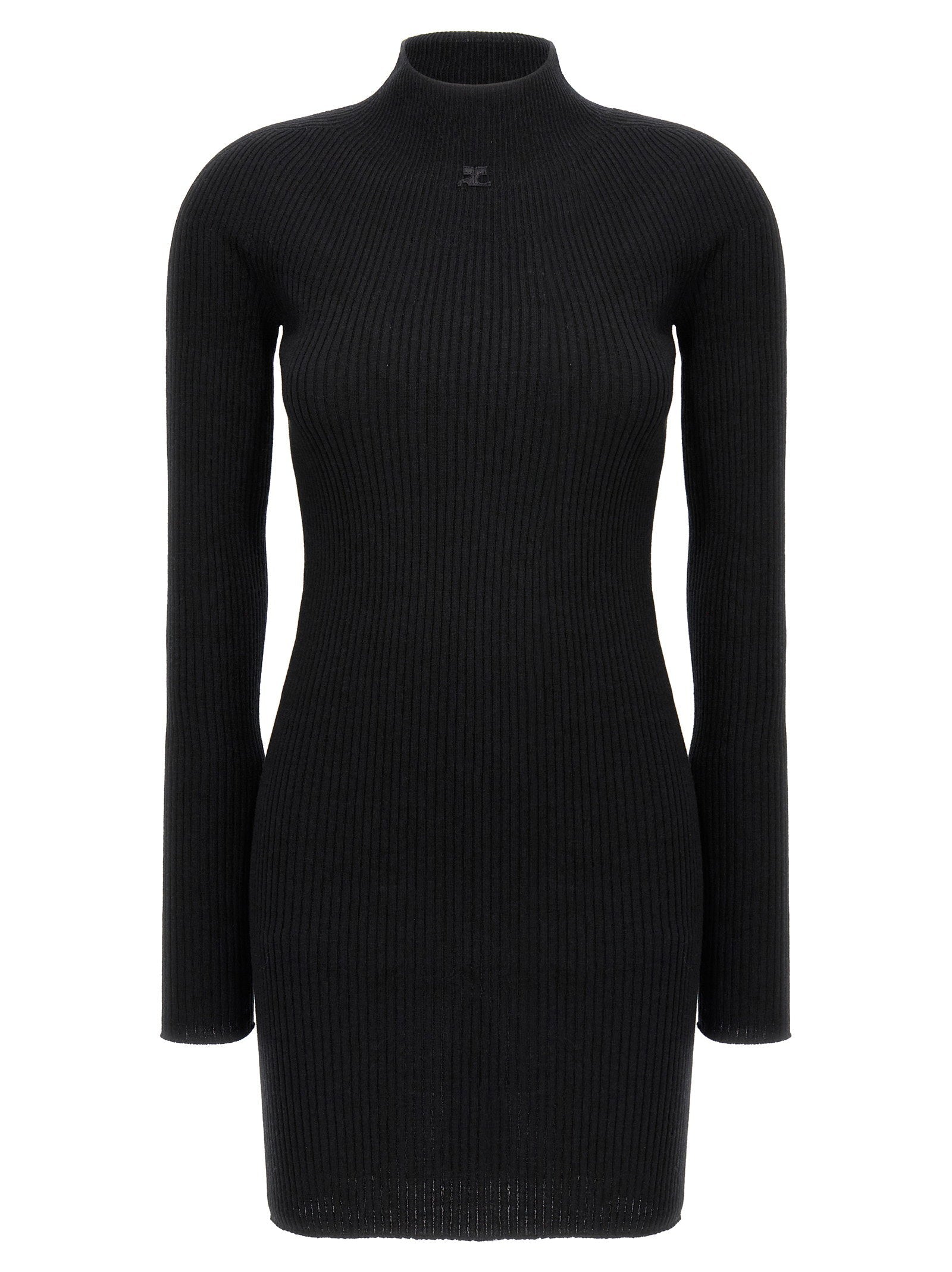 Courreges Solar Light Ribbed Knit Sweater — Black