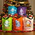 Personalizado lindo muñeco de nieve de dibujos animados de luz LED Bolsa de cubo con el nombre de vacaciones de almacenamiento de decoración de Navidad de regalo para los niños amigos de la familia