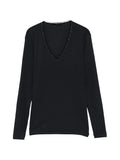 Fabiana Filippi V-Neck Long-Sleeve T-Shirt — Black