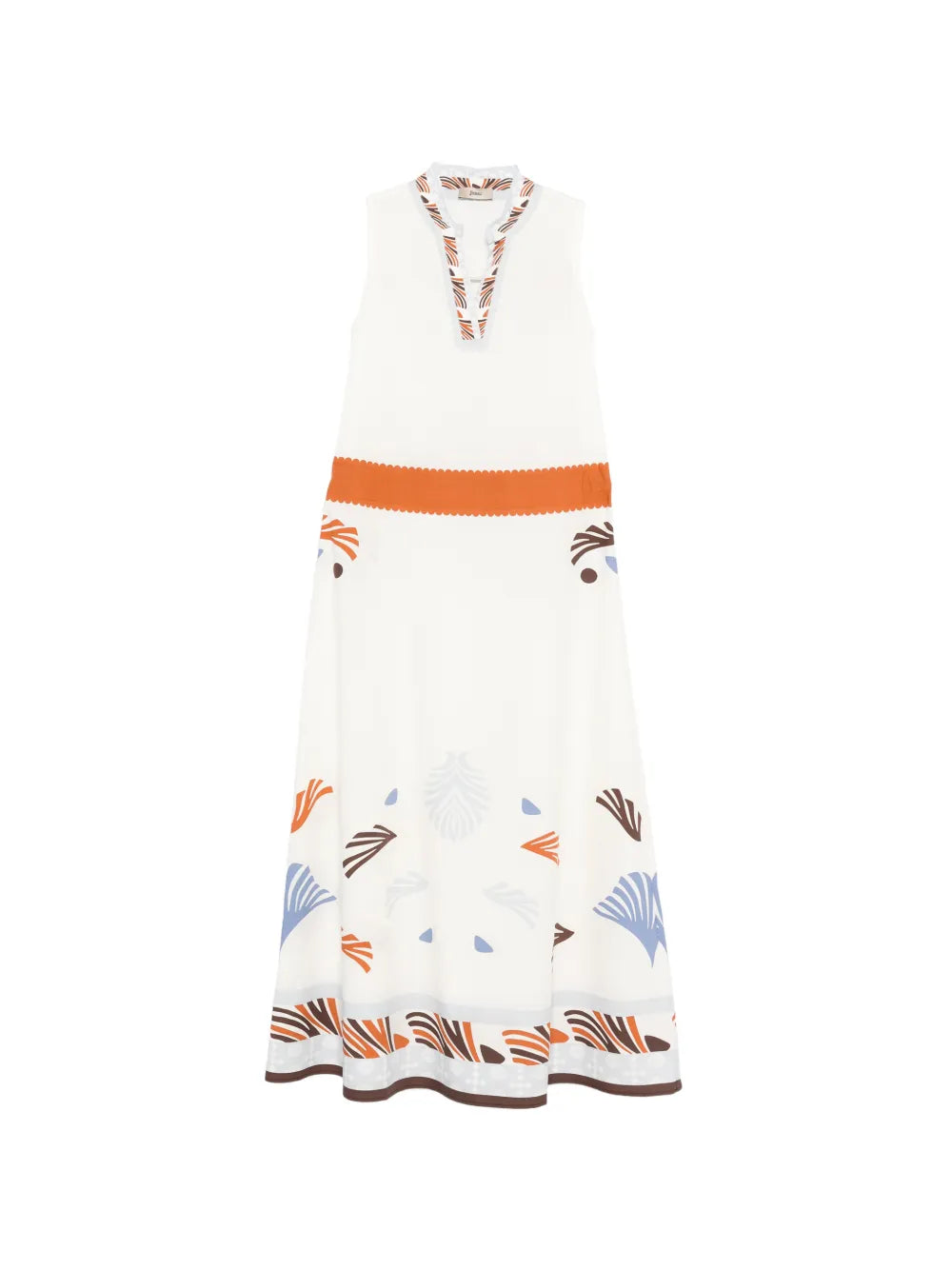Herno Patterned-Hem Dress — White