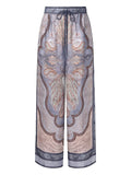 Zimmermann Drawstring-Waist Silk Paisley-Print Trousers — Lavender