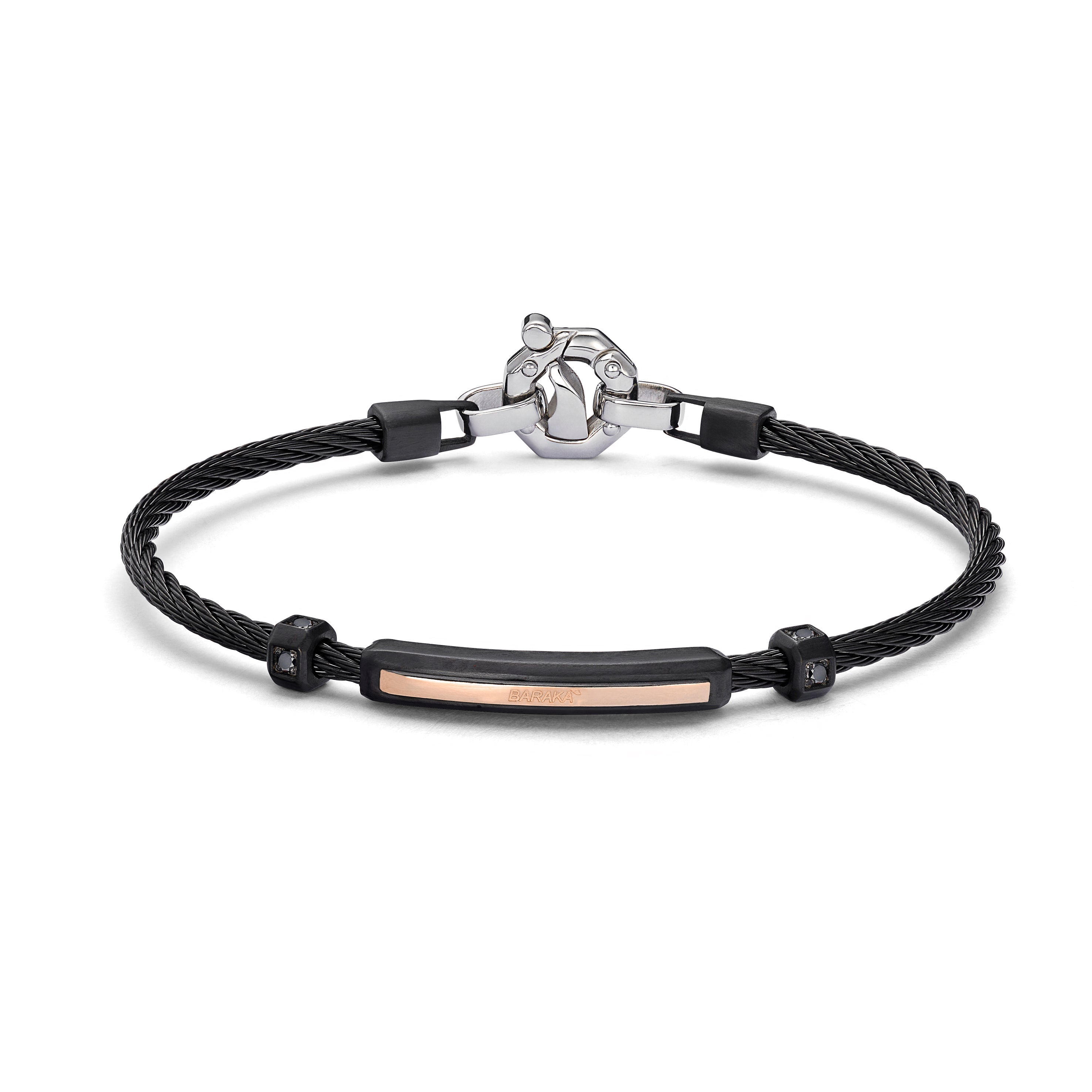 Barakà Black Cable Chain with Rose-Gold Detail Bracelet — Black