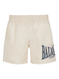 Balmain Graphic Print Swim Shorts — Beige