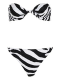 Balmain Zebra-Pattern Strapless Bikini — Black