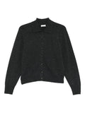 Peserico Speckled-Pattern Collared Cardigan — Black