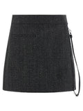 Courreges Wool Mélange Zipped Skirt — Charcoal