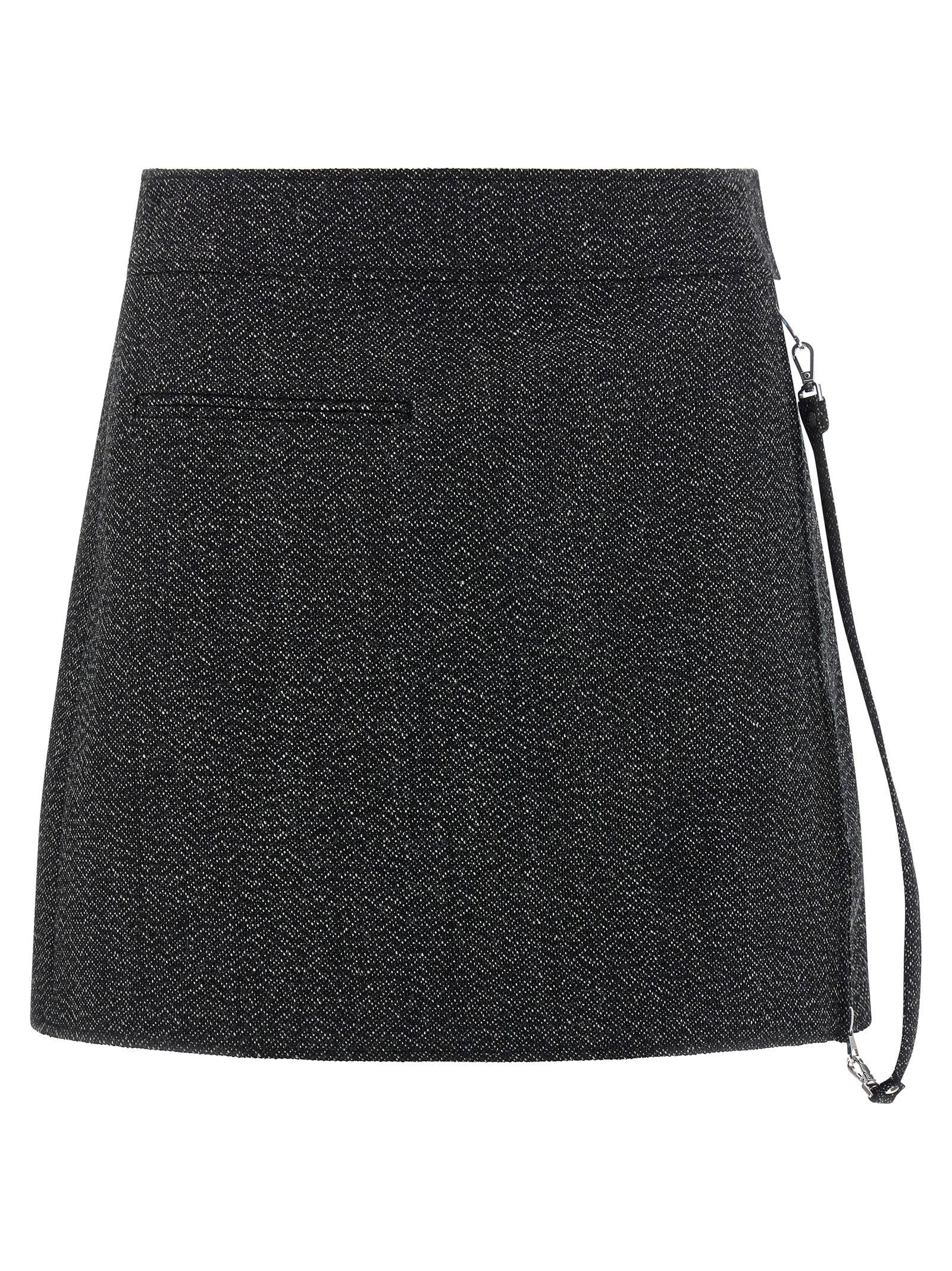 Courreges Wool Mélange Zipped Skirt — Charcoal