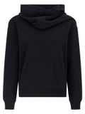 Courreges Brushed Cotton with Tone-on-Tone Embroidery Hoodie — Black