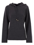 Fabiana Filippi Ribbed-Knit Hoodie — Charcoal