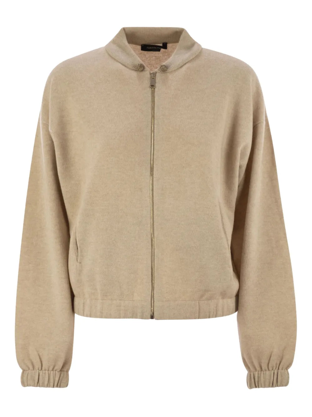 Fabiana Filippi Virgin Wool Blend Bomber Jacket — Beige