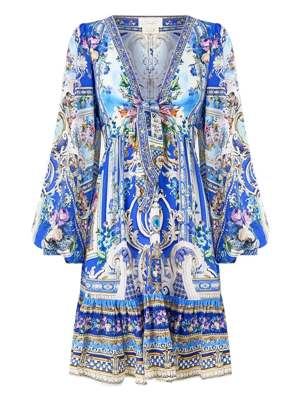 Camilla Ottoman Opulence Dress — Blue