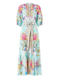 Camilla Bazaar Blooms Midi Dress — light blue