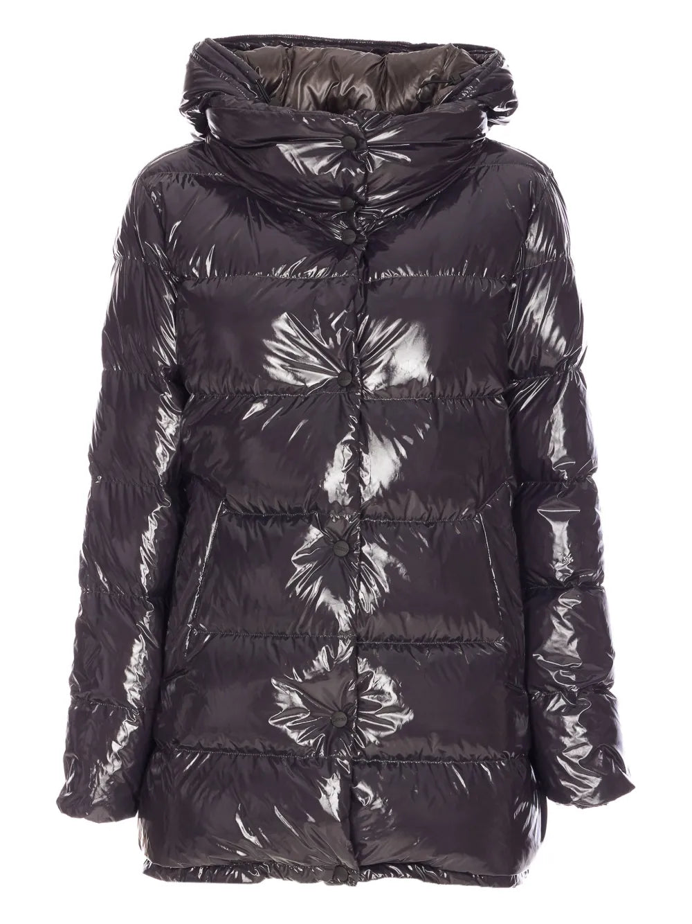 Herno Press-Stud Hooded Padded Down Jacket — Black