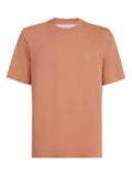 Brunello Cucinelli Logo-Detail Crew-Neck T-Shirt — Terracotta