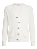 Brunello Cucinelli English Rib Cardigan — White