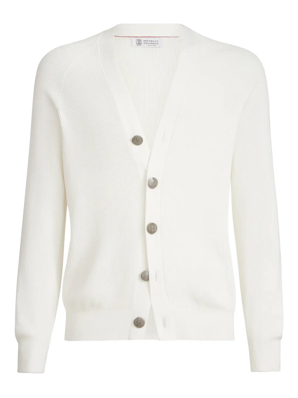 Brunello Cucinelli English Rib Cardigan — White