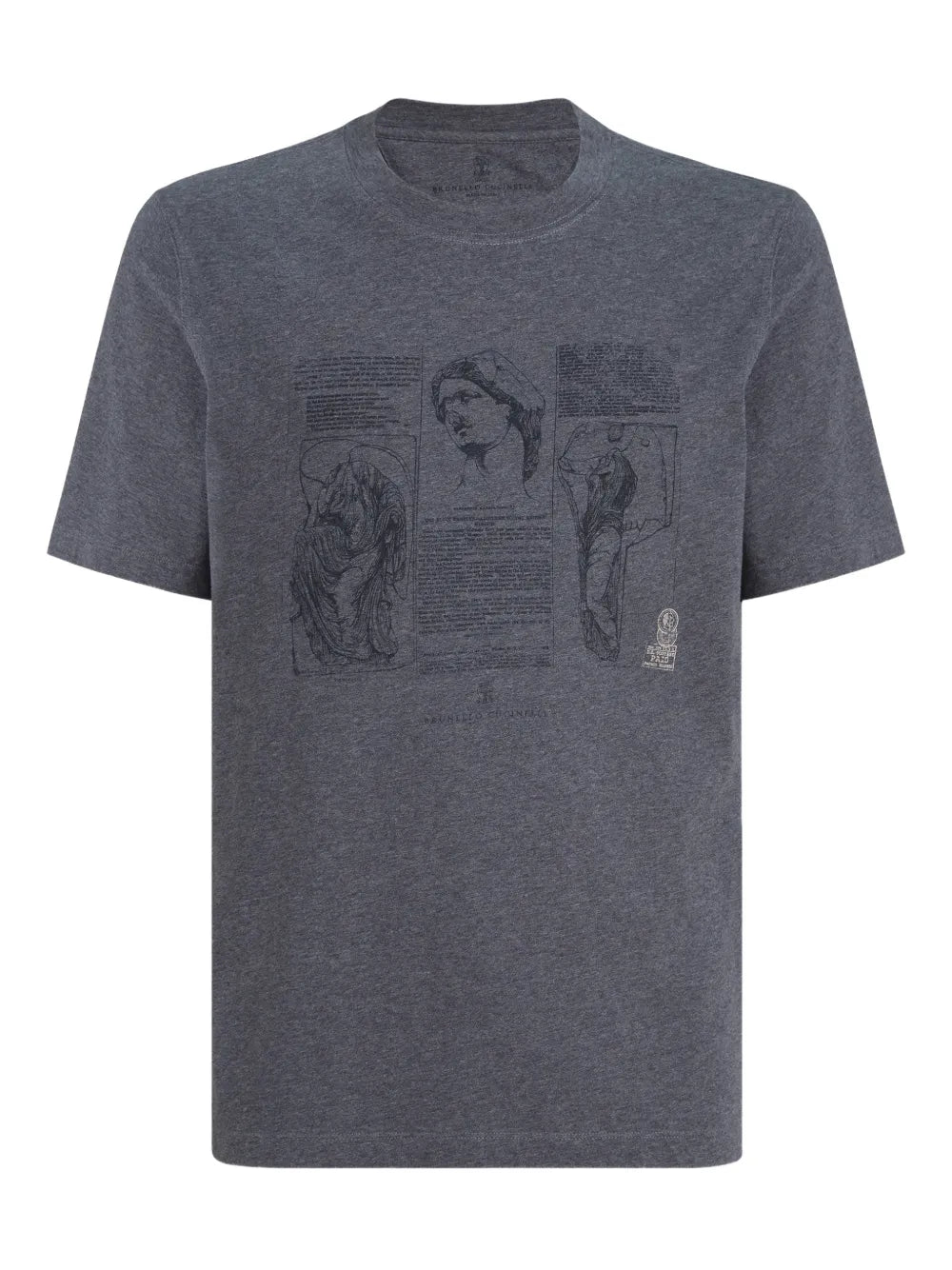 Brunello Cucinelli Graphic-Print Crew-Neck T-Shirt — Charcoal