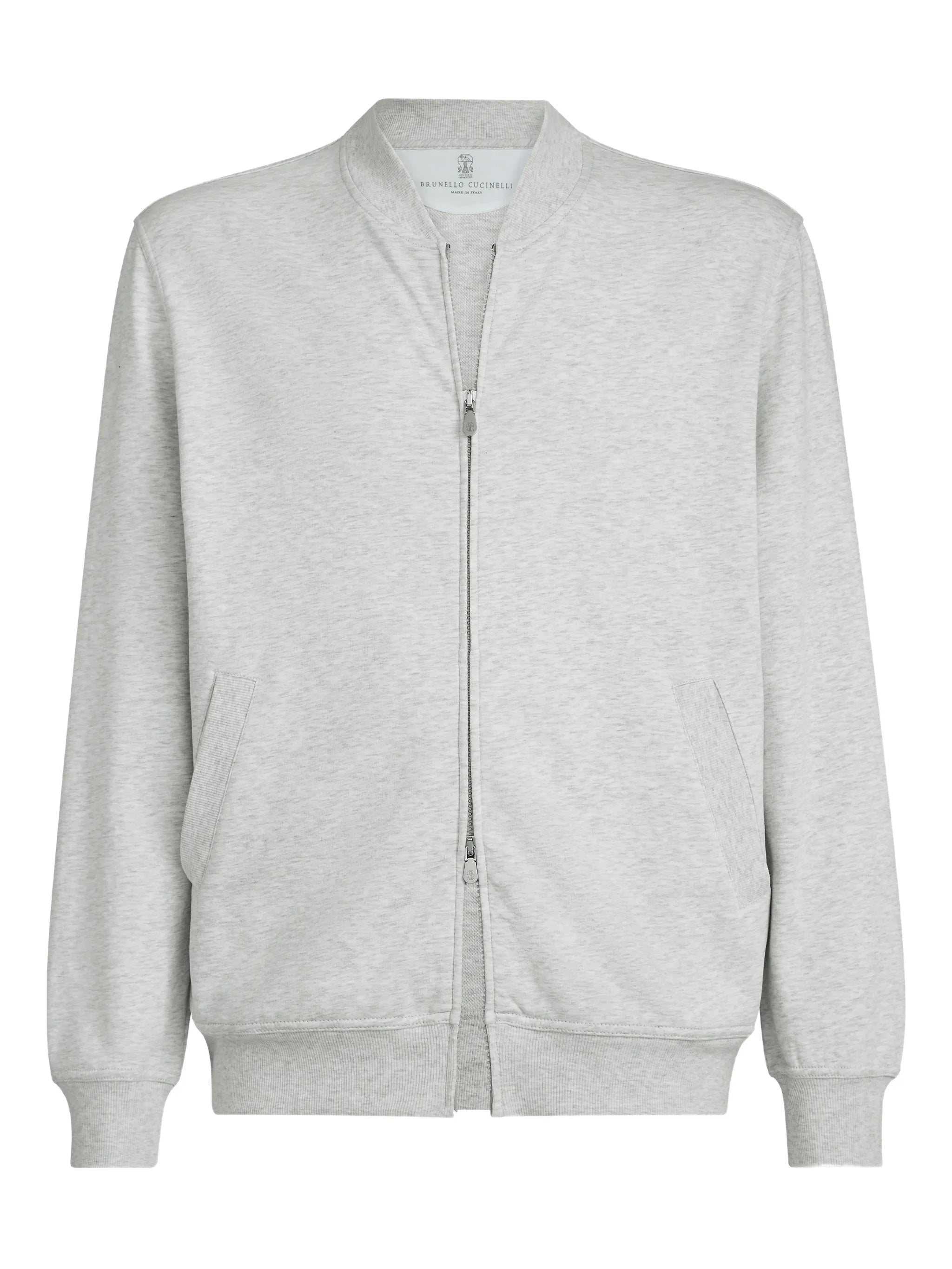 Brunello Cucinelli Cotton-Blend Hoodie — Grey