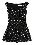 Self-Portrait Polka-Dot V-Neck Dress — Black