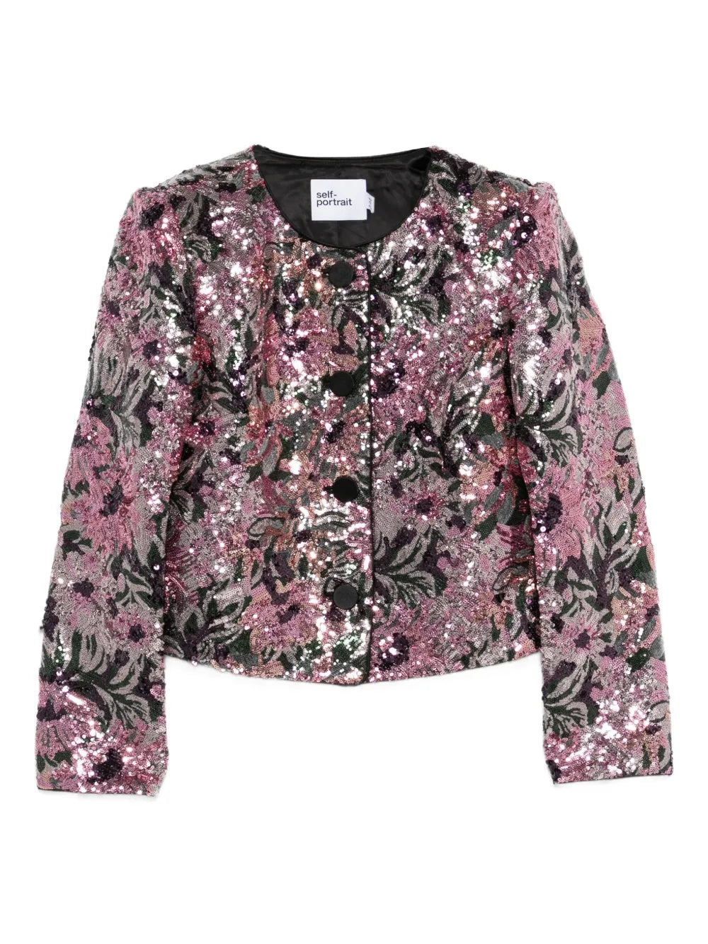 Self-Portrait Sequined Floral Jacket — Pink