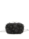 Self-Portrait Floral Crystal-Embellished Clutch — Black