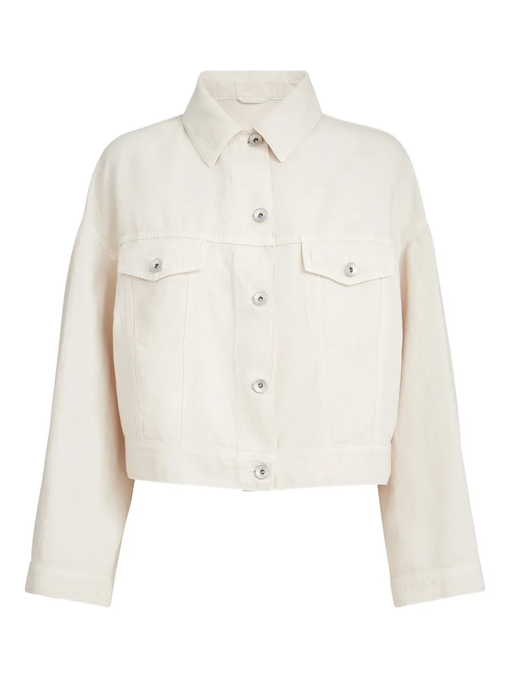 Brunello Cucinelli Monili-Embellished Button-Up Jacket — Chalk white