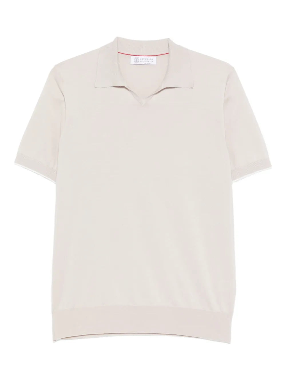 Brunello Cucinelli Knitted Cotton Polo Shirt — Cream