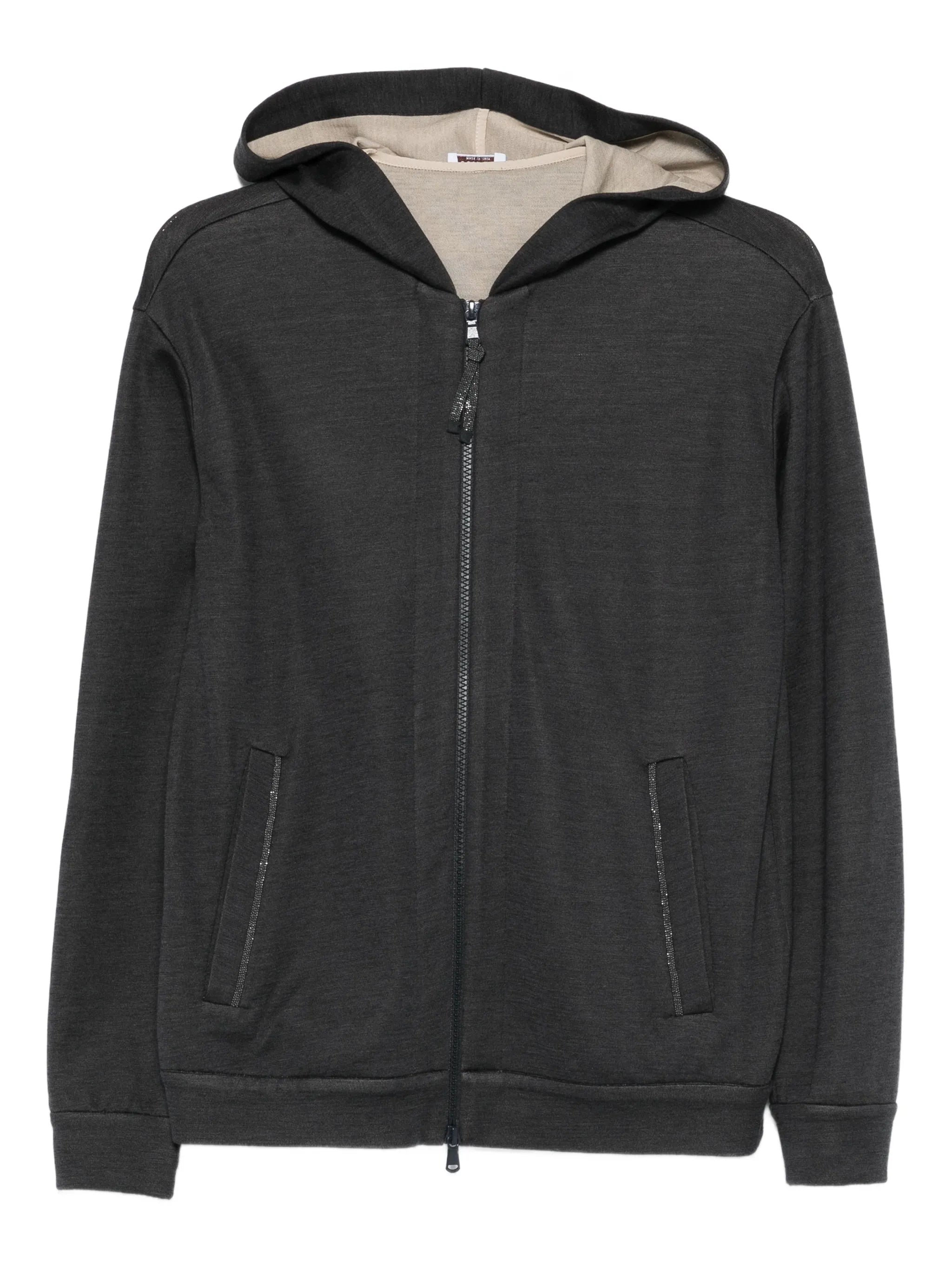 Brunello Cucinelli Hooded Zip Hoodie — Charcoal