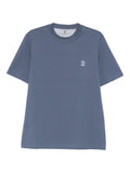 Brunello Cucinelli Logo-Embroidered T-Shirt — slate blue