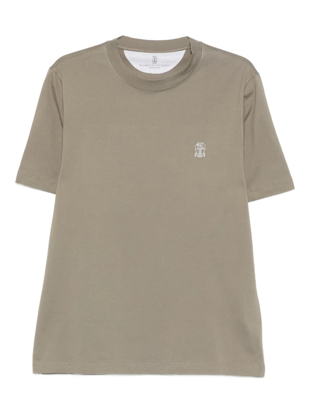 Brunello Cucinelli Logo-Embroidered T-Shirt — Khaki