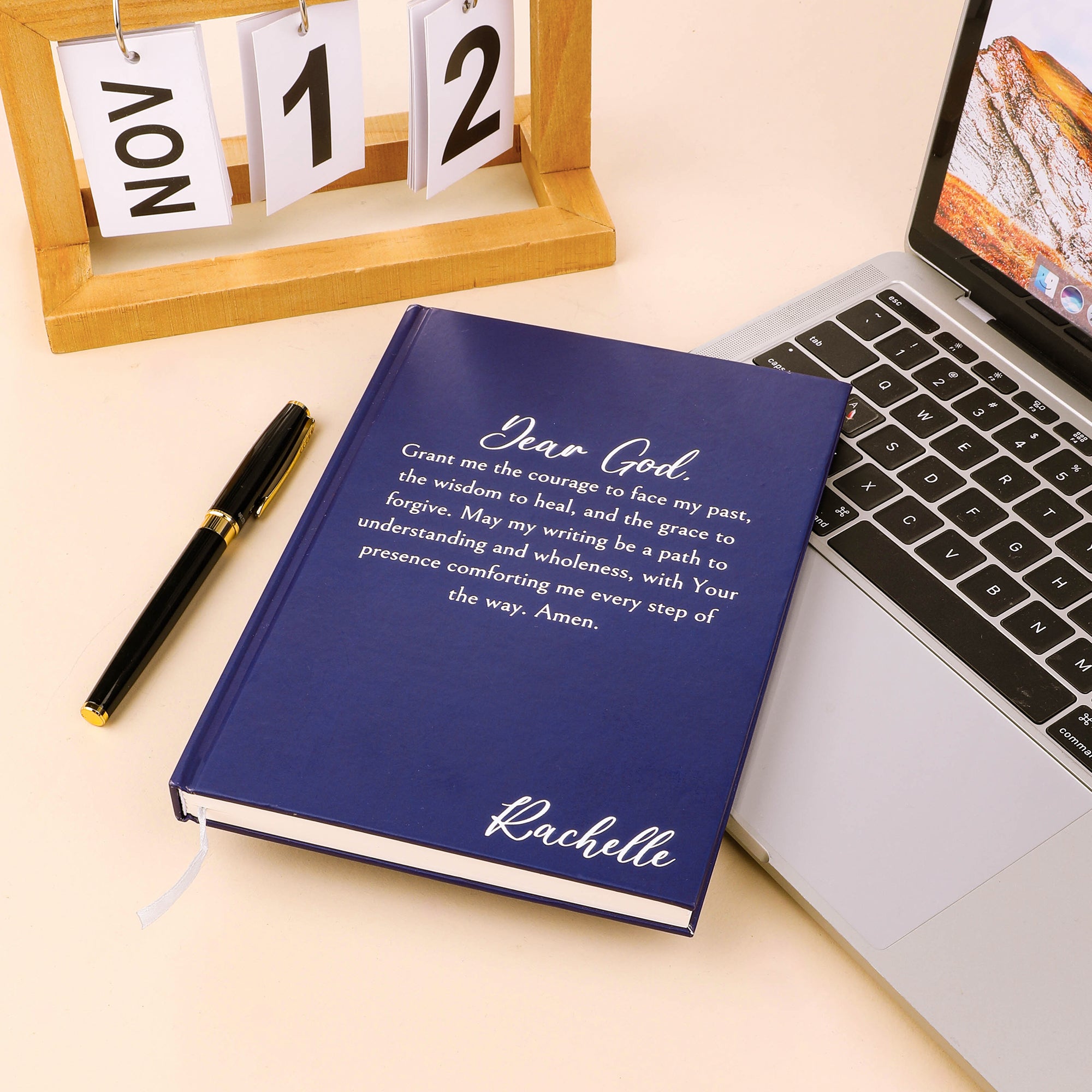 Personalizado Querido Dios Texto Curativo Cuaderno A5 con Nombre Esenciales Diarios Regalo de Cumpleaños para Cristiano Creyente Hijo Hija