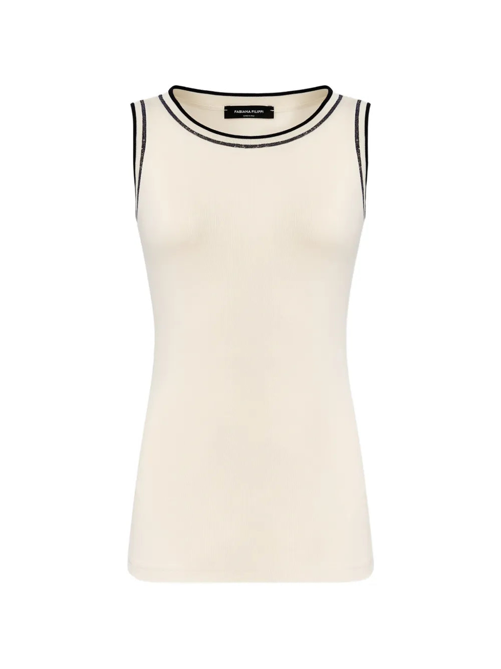 Fabiana Filippi Contrast-Trim Knit Tank Top — Beige