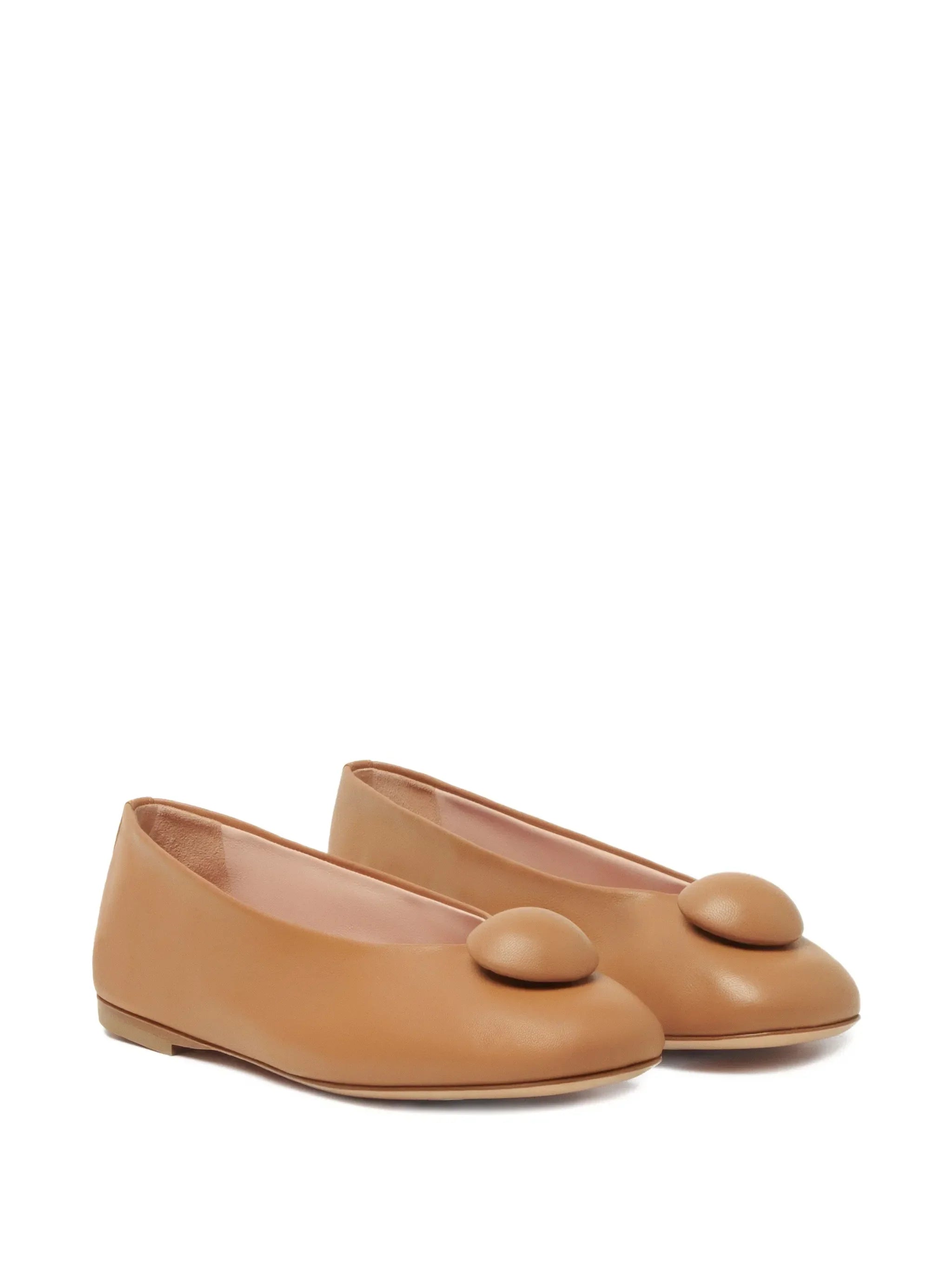 Fabiana Filippi Appliqué Round Toe Ballet Flat — Beige