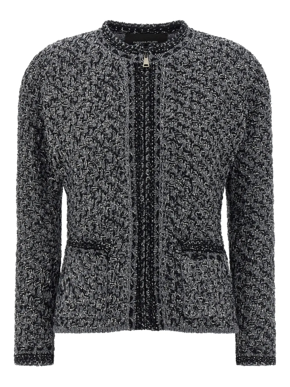 Fabiana Filippi Sequin-Effect Tweed Jacket — Charcoal Grey