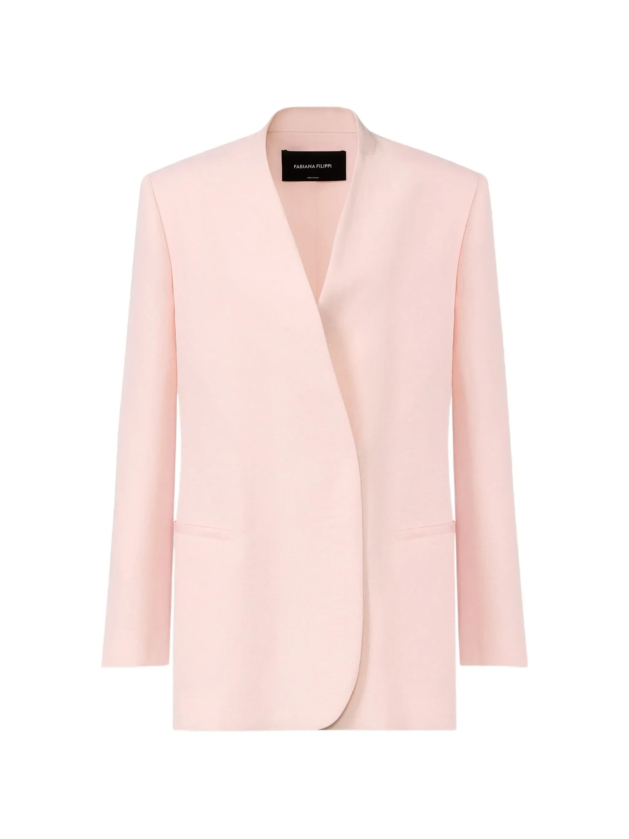 Fabiana Filippi Wrap-Style Viscose-Linen Blazer — Pink